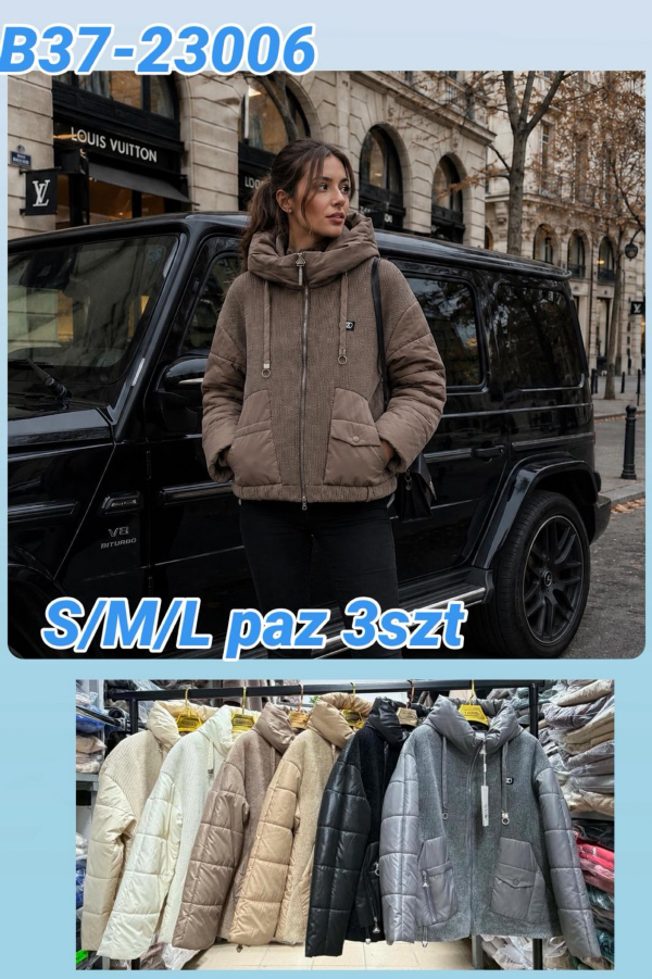 Kurtki damskie zimowe Roz S-M-L, 1 Kolor Paczka 3 szt
